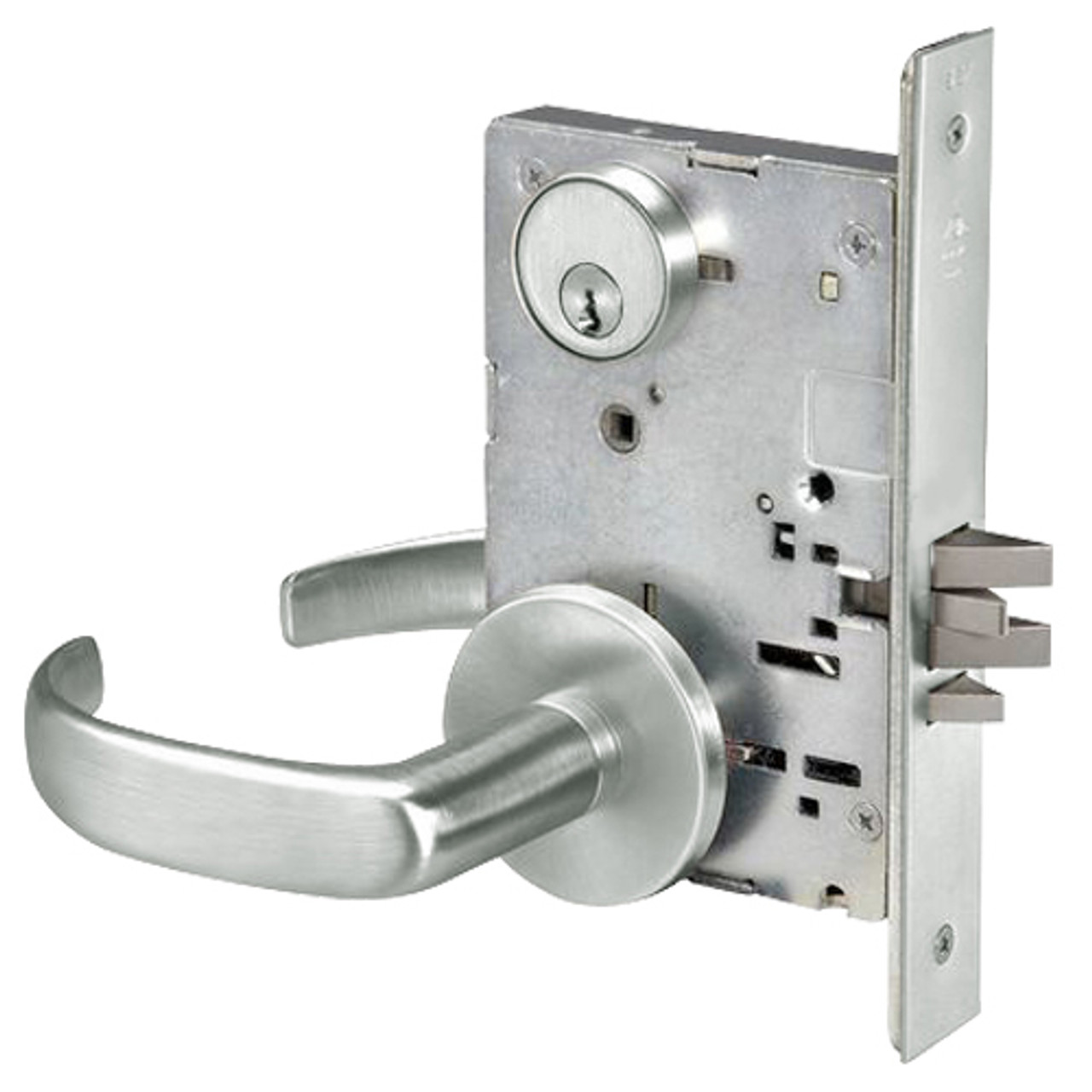 PBR8805FL-618 Yale 8800FL Series Single Cylinder Mortise Storeroom/Closet Locks with Pacific Beach Lever in Bright Nickel