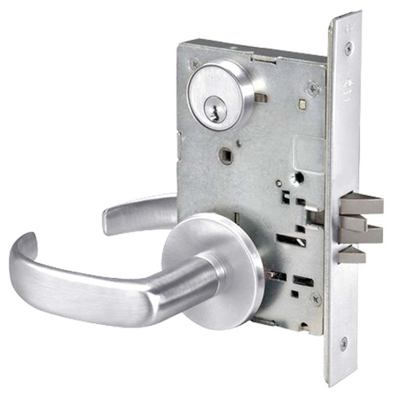 PBR8805FL-625 Yale 8800FL Series Single Cylinder Mortise Storeroom/Closet Locks with Pacific Beach Lever in Bright Chrome