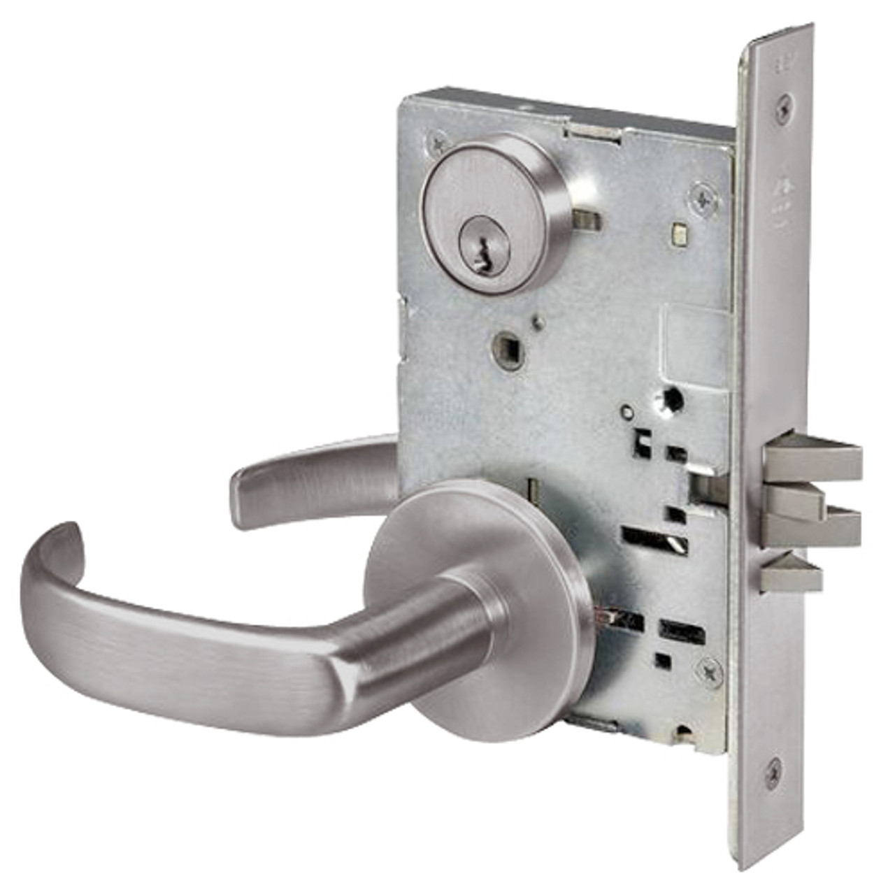 PBR8805FL-630 Yale 8800FL Series Single Cylinder Mortise Storeroom/Closet Locks with Pacific Beach Lever in Satin Stainless Steel
