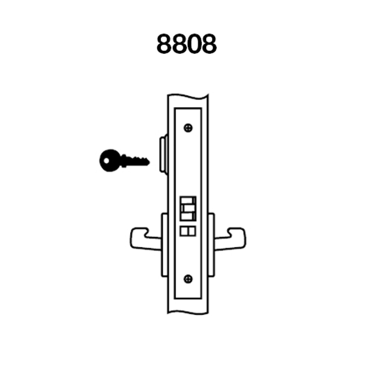 PBR8808FL-618 Yale 8800FL Series Single Cylinder Mortise Classroom Locks with Pacific Beach Lever in Bright Nickel
