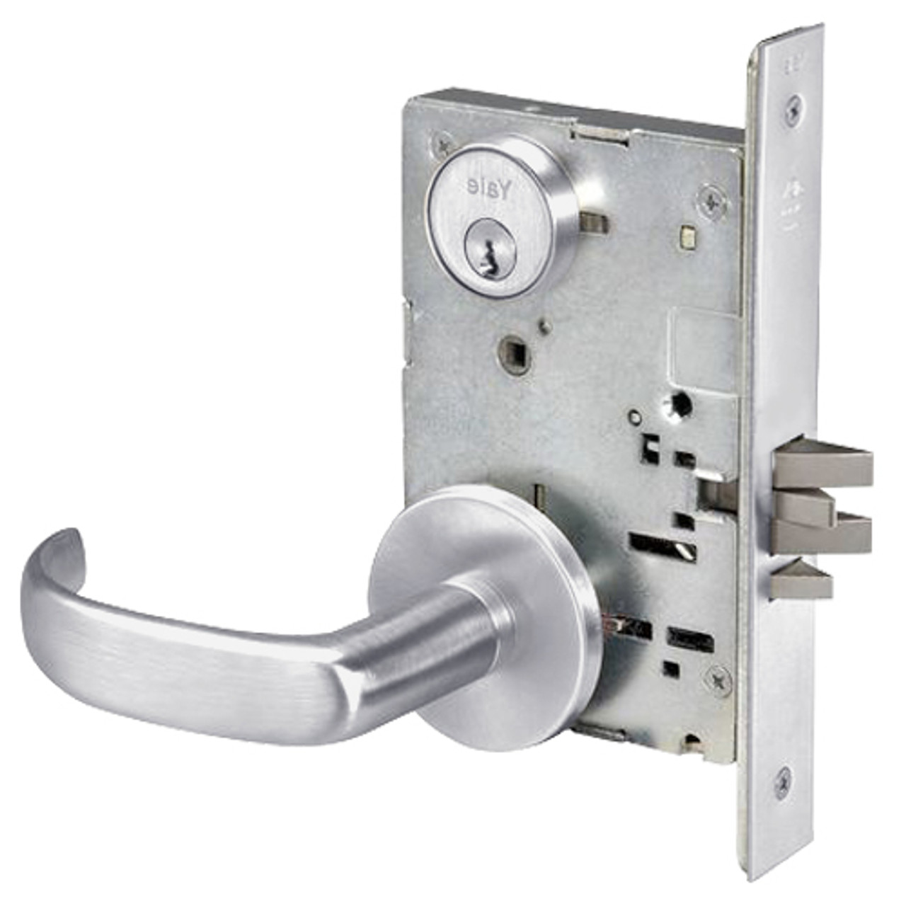PBR8829FL-626 Yale 8800FL Series Single Cylinder Mortise Closet Locks with Pacific Beach Lever in Satin Chrome