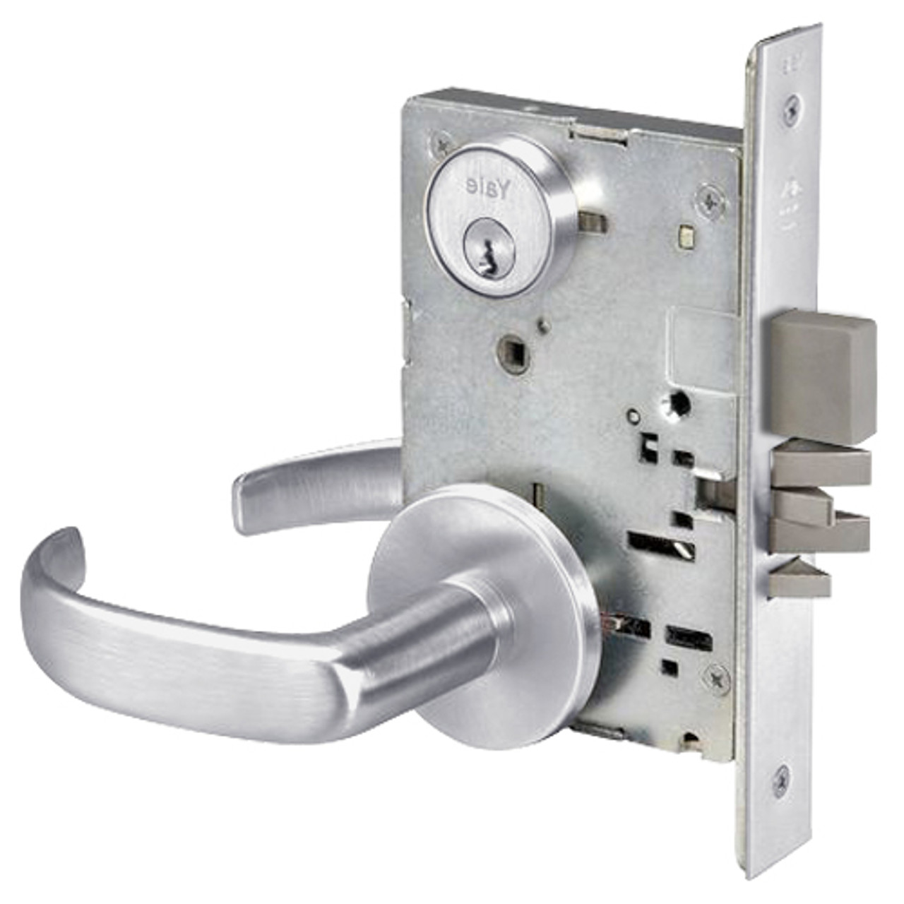 PBR8847FL-626 Yale 8800FL Series Single Cylinder with Deadbolt Mortise Entrance Lock with Indicator with Pacific Beach Lever in Satin Chrome