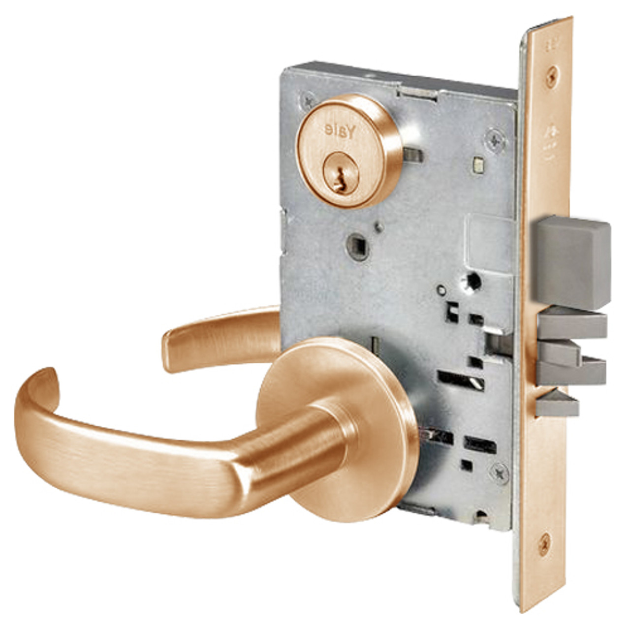 PBR8847FL-612 Yale 8800FL Series Single Cylinder with Deadbolt Mortise Entrance Lock with Indicator with Pacific Beach Lever in Satin Bronze