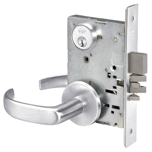 PBR8861FL-625 Yale 8800FL Series Single Cylinder with Deadbolt Mortise Dormitory or Storeroom Lock with Indicator with Pacific Beach Lever in Bright Chrome