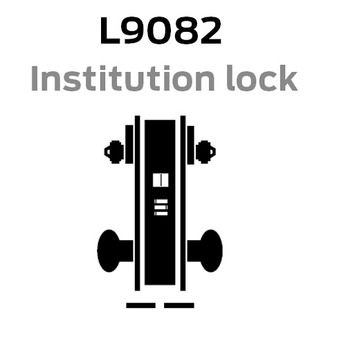 L9082P-02B-605, Schlage Institution, Mortise Lock, 02 Lever, B Rose, Bright Brass Finish