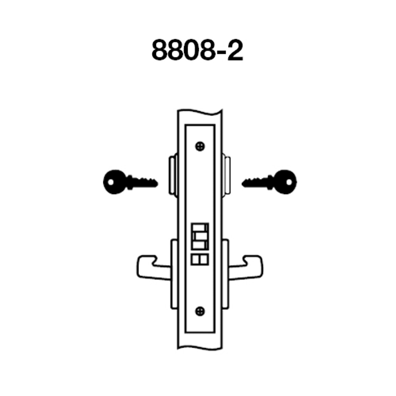 PBR8808-2FL-626 Yale 8800FL Series Double Cylinder Mortise Classroom Locks with Pacific Beach Lever in Satin Chrome