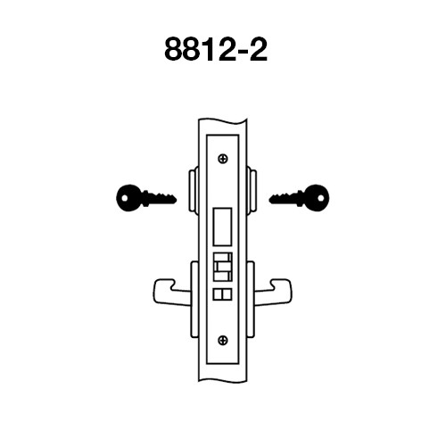 PBR8812-2FL-606 Yale 8800FL Series Double Cylinder Mortise Classroom Security Deadbolt Locks with Pacific Beach Lever in Satin Brass