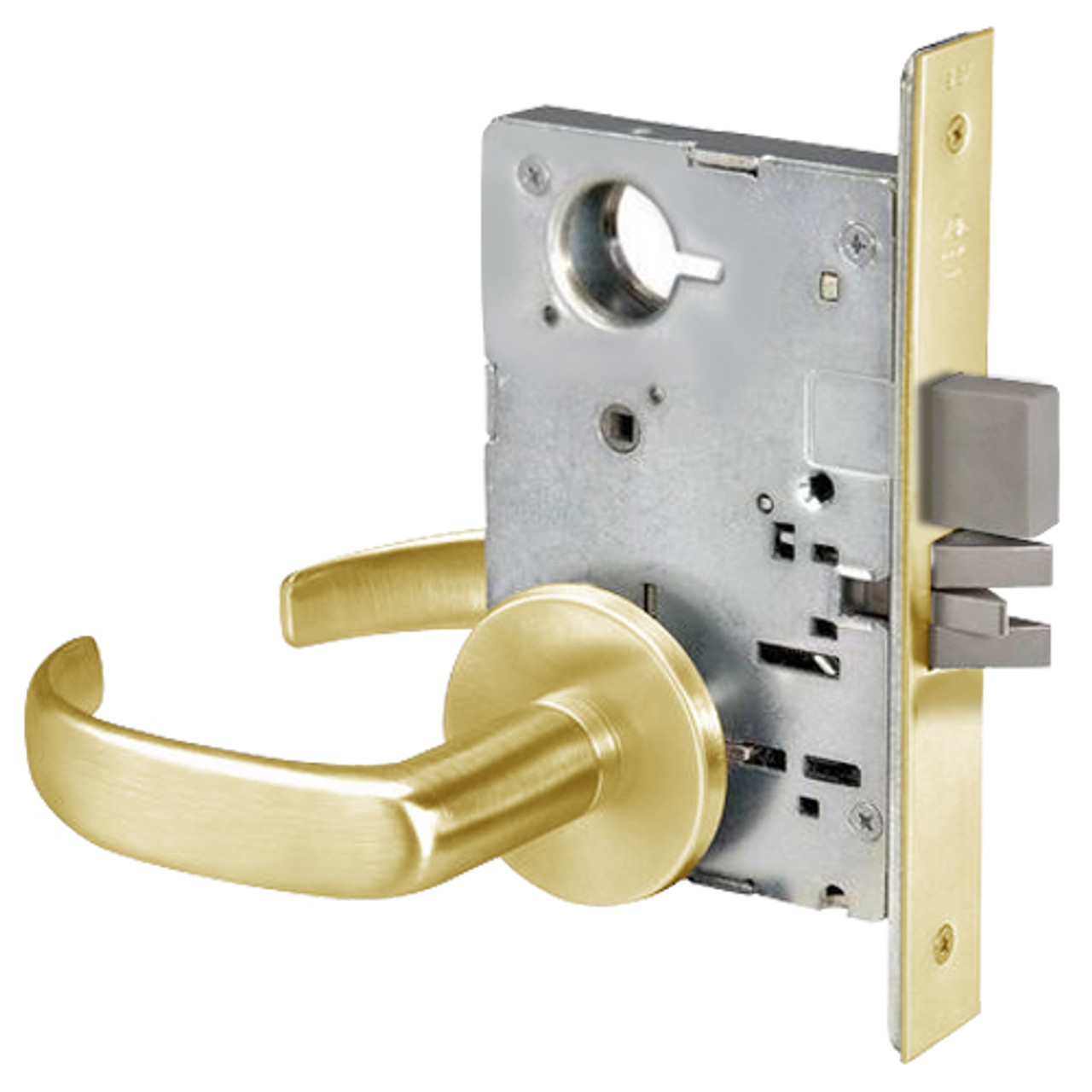 PBR8802FL-605 Yale 8800FL Series Non-Keyed Mortise Privacy Locks with Pacific Beach Lever in Bright Brass