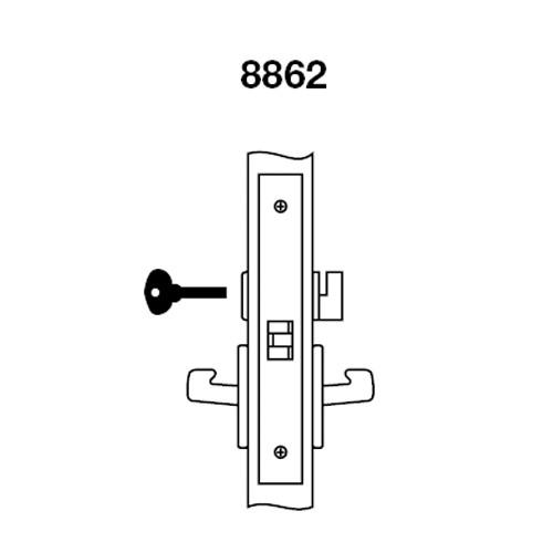 PBR8862FL-618 Yale 8800FL Series Non-Keyed Mortise Bathroom Locks with Pacific Beach Lever in Bright Nickel