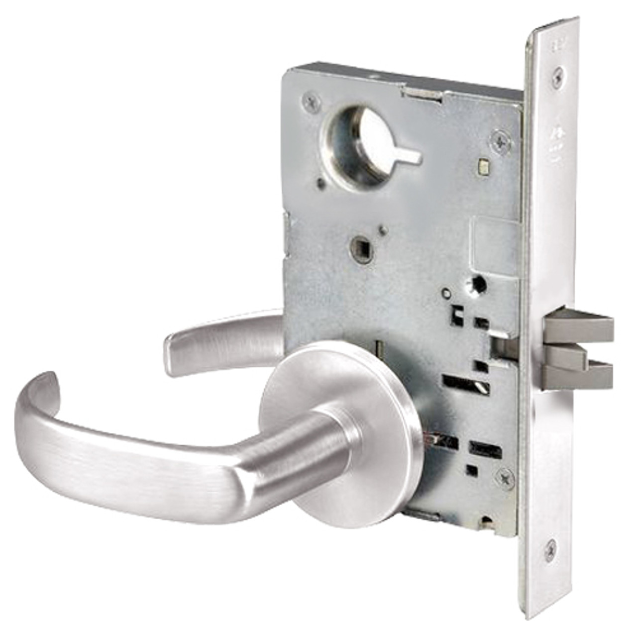 PBR8862FL-629 Yale 8800FL Series Non-Keyed Mortise Bathroom Locks with Pacific Beach Lever in Bright Stainless Steel