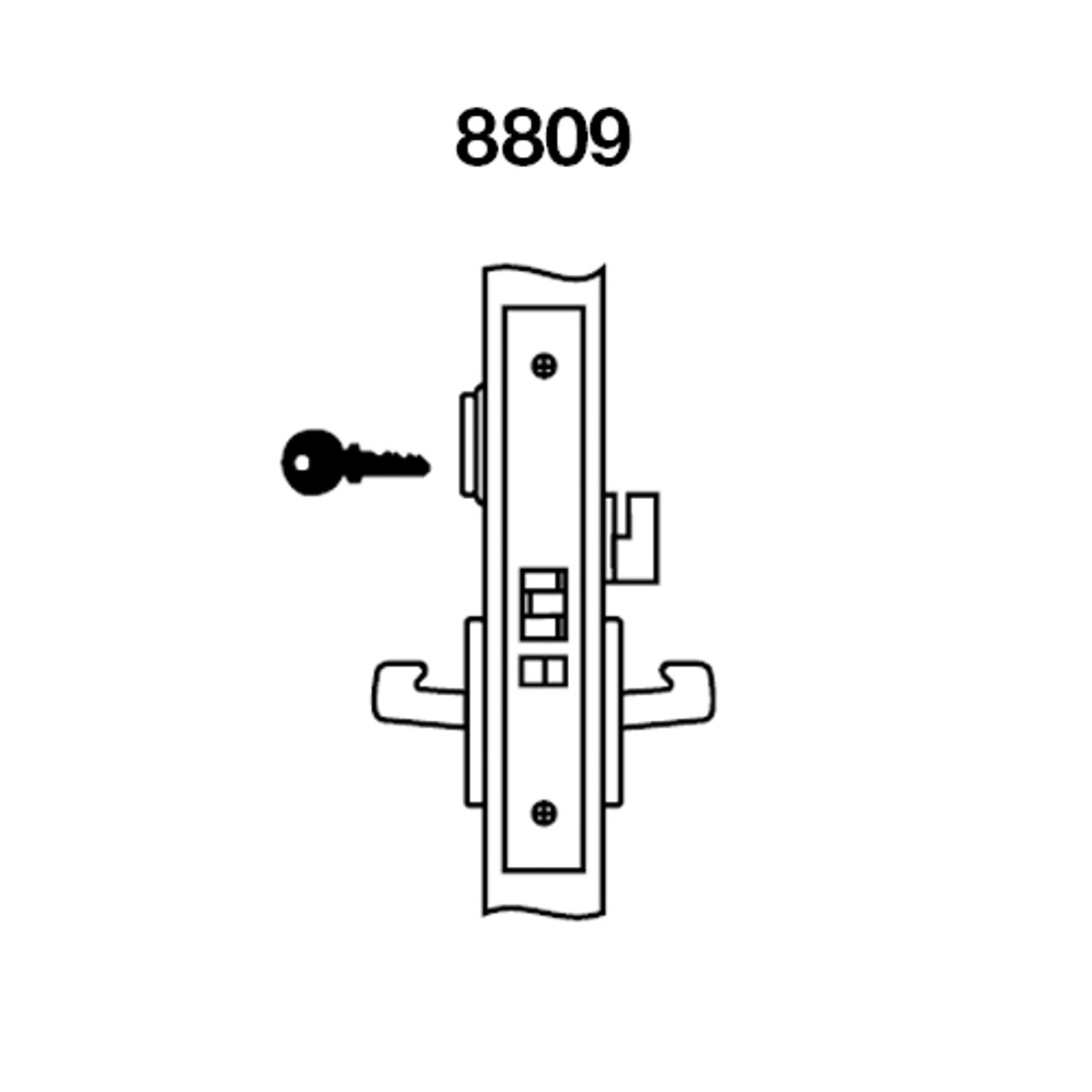 CRR8809FL-626 Yale 8800FL Series Single Cylinder Mortise Classroom w/ Thumbturn Locks with Carmel Lever in Satin Chrome