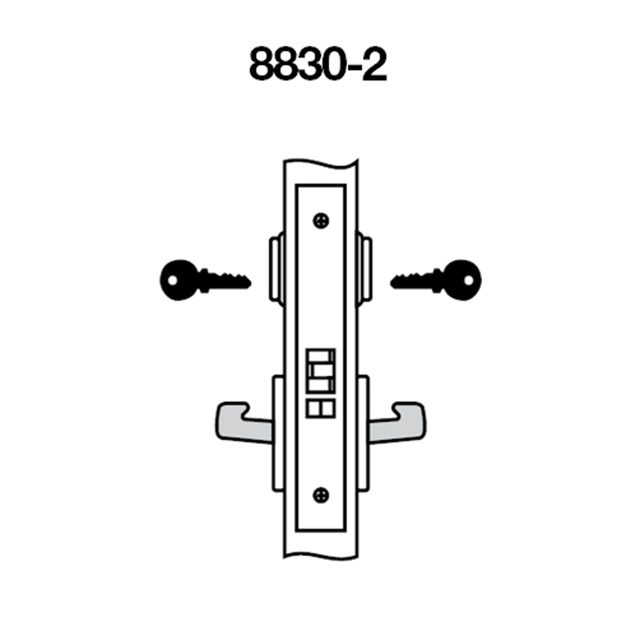 CRR8830-2FL-626 Yale 8800FL Series Double Cylinder Mortise Asylum Locks with Carmel Lever in Satin Chrome