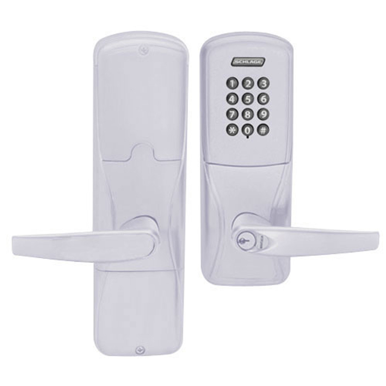 AD200-CY-40-KP-ATH-RD-626 Schlage Privacy Cylindrical Keypad Lock with Athens Lever in Satin Chrome