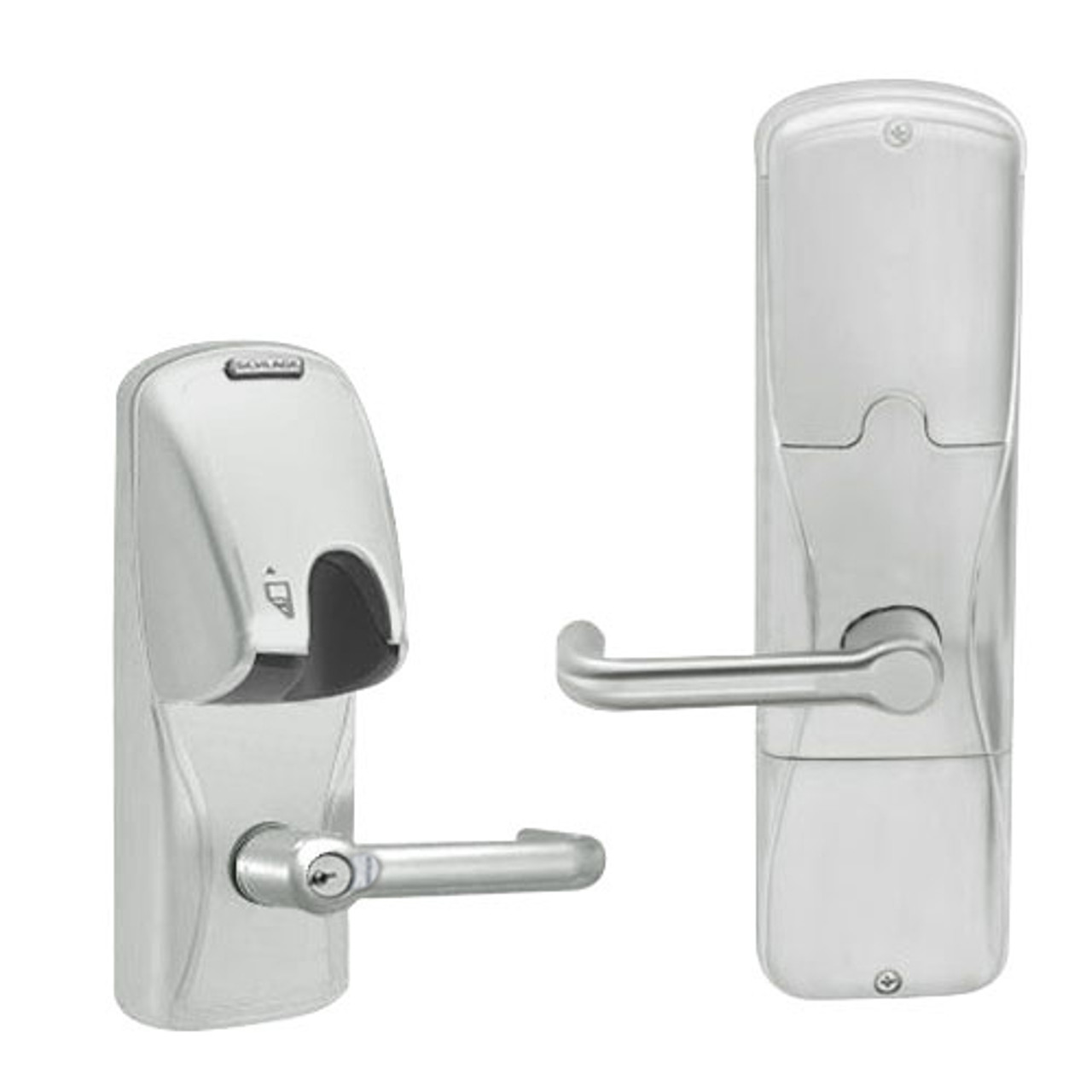 AD200-CY-40-MG-TLR-RD-619 Schlage Privacy Magnetic Stripe(Insert) Lock with Tubular Lever in Satin Nickel