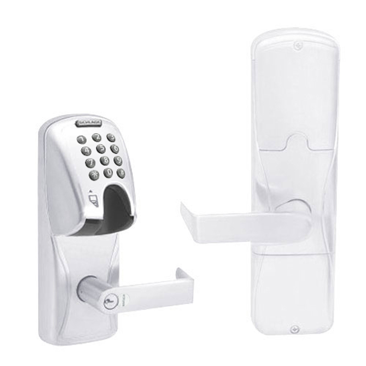 AD200-CY-40-MGK-RHO-RD-625 Schlage Privacy Magnetic Stripe(Insert) Keypad Lock with Rhodes Lever in Bright Chrome