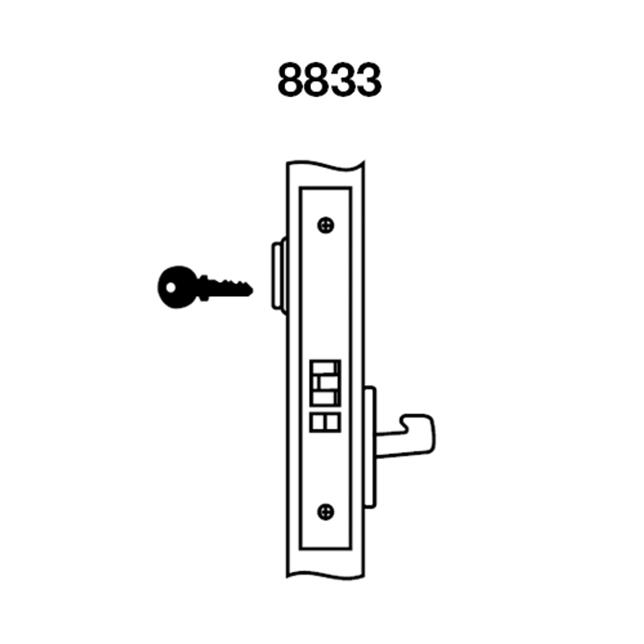 MOR8833FL-618 Yale 8800FL Series Single Cylinder Mortise Exit Locks with Monroe Lever in Bright Nickel