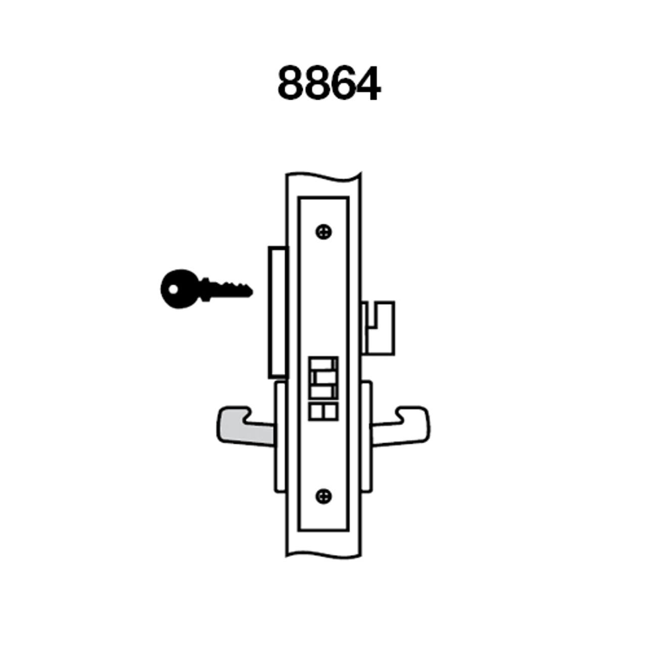 MOR8864FL-618 Yale 8800FL Series Single Cylinder Mortise Bathroom Lock with Indicator with Monroe Lever in Bright Nickel