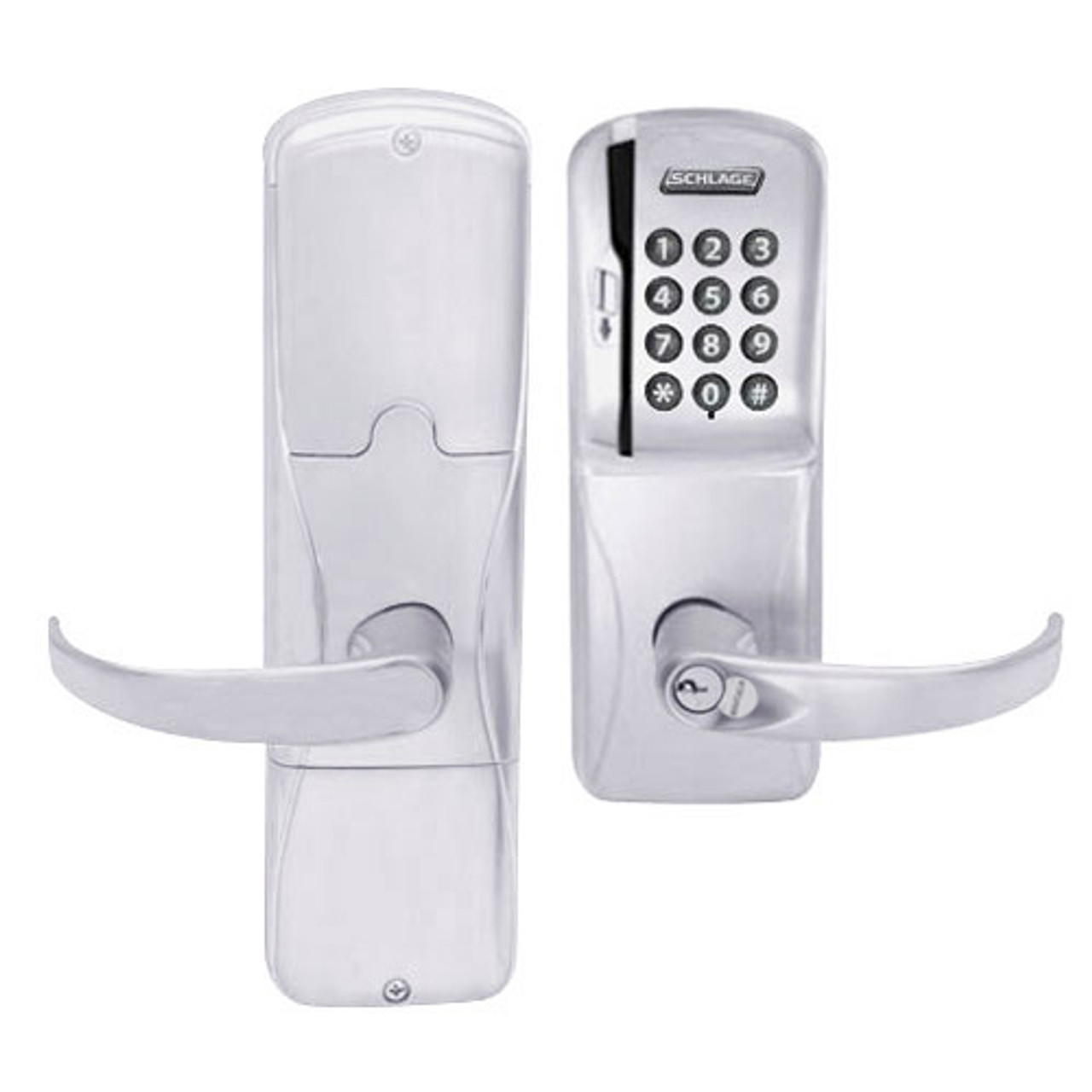 AD200-CY-60-MSK-SPA-RD-626 Schlage Apartment Magnetic Stripe Keypad Lock with Sparta Lever in Satin Chrome