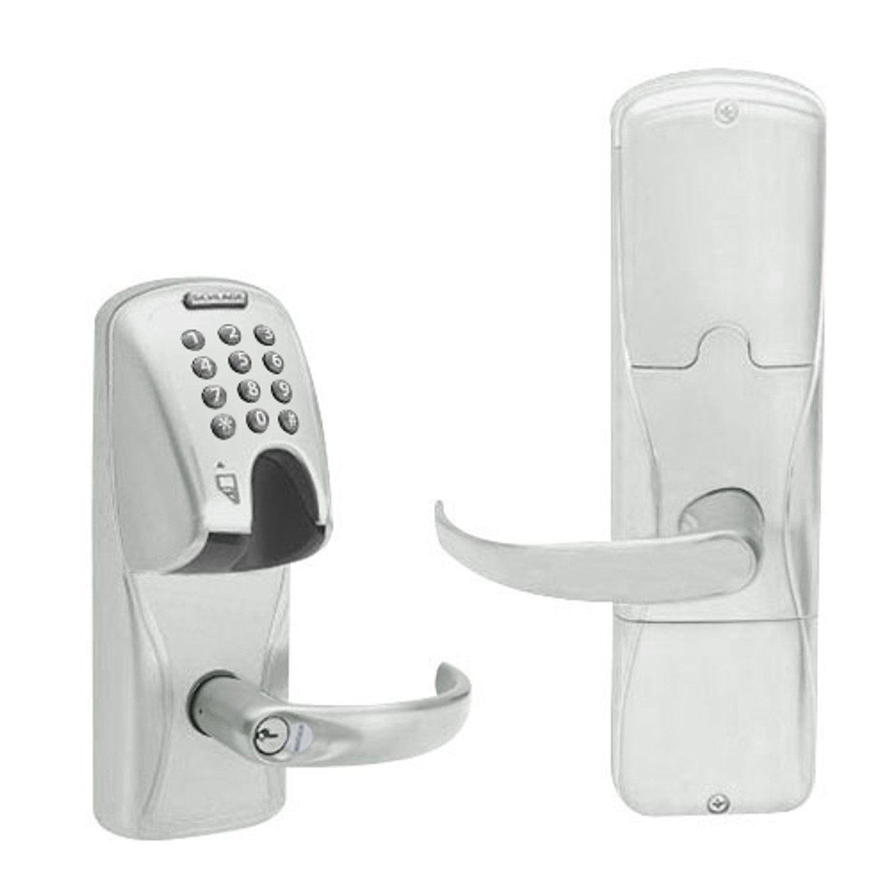 AD200-CY-60-MGK-SPA-RD-619 Schlage Apartment Magnetic Stripe(Insert) Keypad Lock with Sparta Lever in Satin Nickel