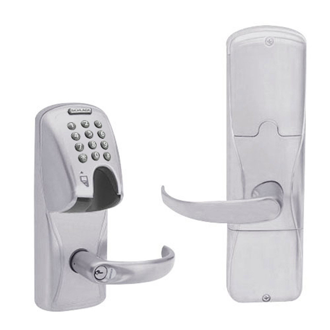 AD200-CY-60-MGK-SPA-RD-626 Schlage Apartment Magnetic Stripe(Insert) Keypad Lock with Sparta Lever in Satin Chrome