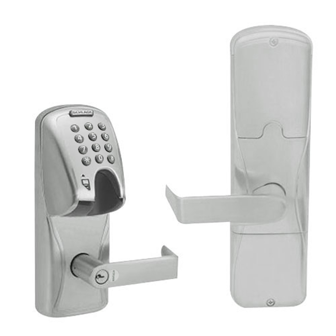 AD200-CY-60-MGK-RHO-RD-619 Schlage Apartment Magnetic Stripe(Insert) Keypad Lock with Rhodes Lever in Satin Nickel