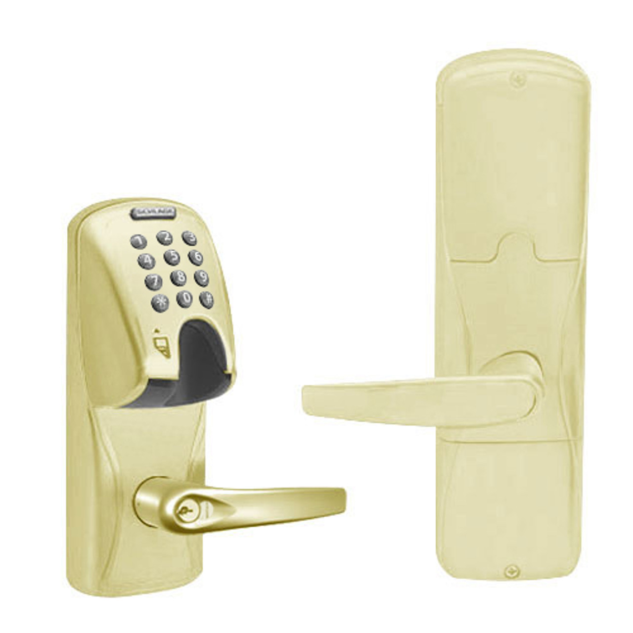 AD200-CY-60-MGK-ATH-RD-606 Schlage Apartment Magnetic Stripe(Insert) Keypad Lock with Athens Lever in Satin Brass