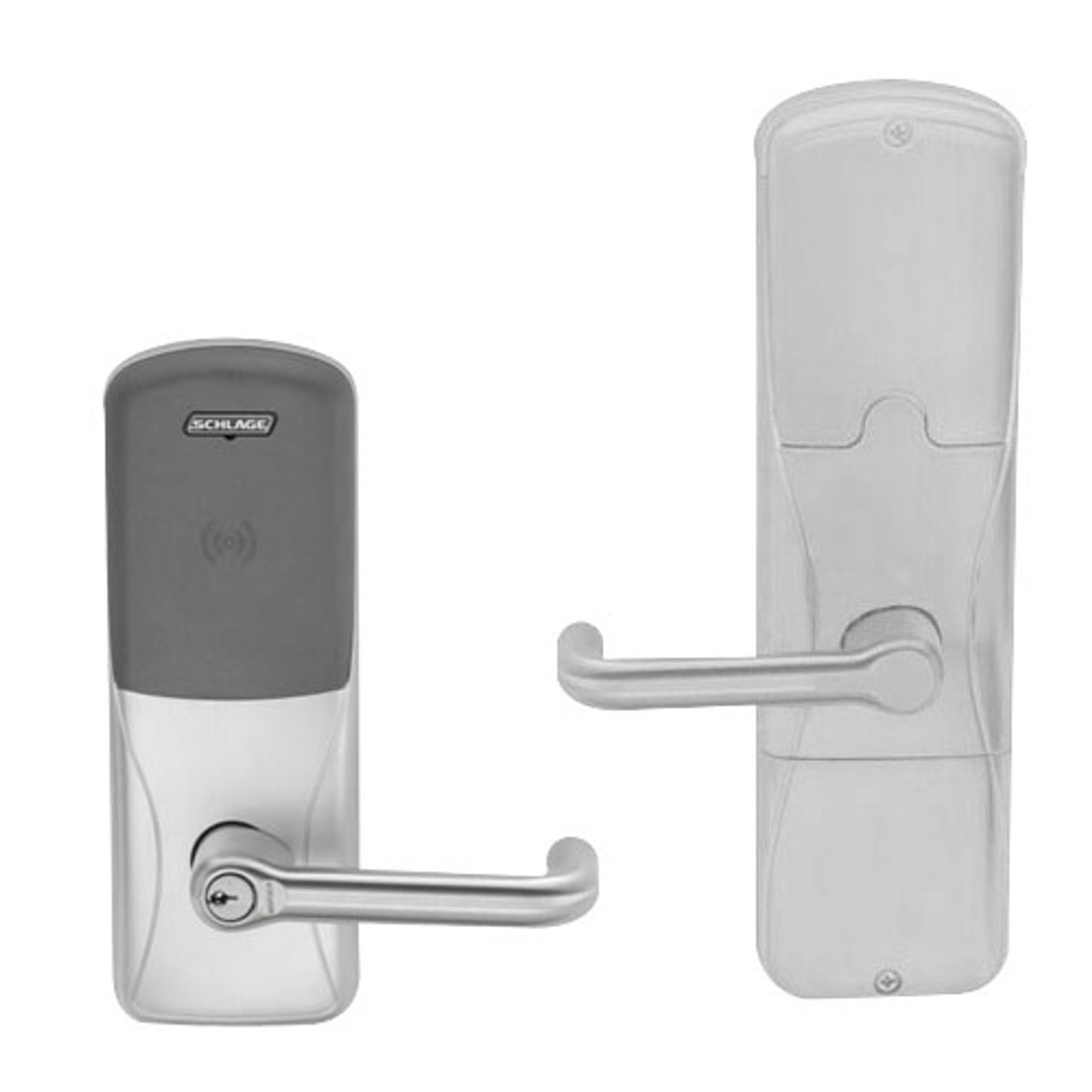 AD200-CY-40-MT-TLR-RD-619 Schlage Privacy Multi-Technology Lock with Tubular Lever in Satin Nickel