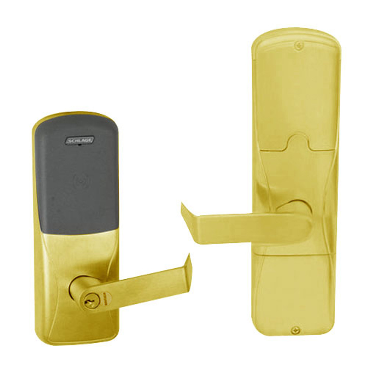 AD200-CY-60-MT-RHO-RD-605 Schlage Apartment Multi-Technology Lock with Rhodes Lever in Bright Brass