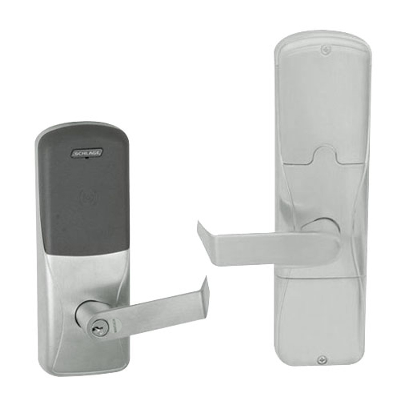 AD200-CY-60-MT-RHO-RD-619 Schlage Apartment Multi-Technology Lock with Rhodes Lever in Satin Nickel