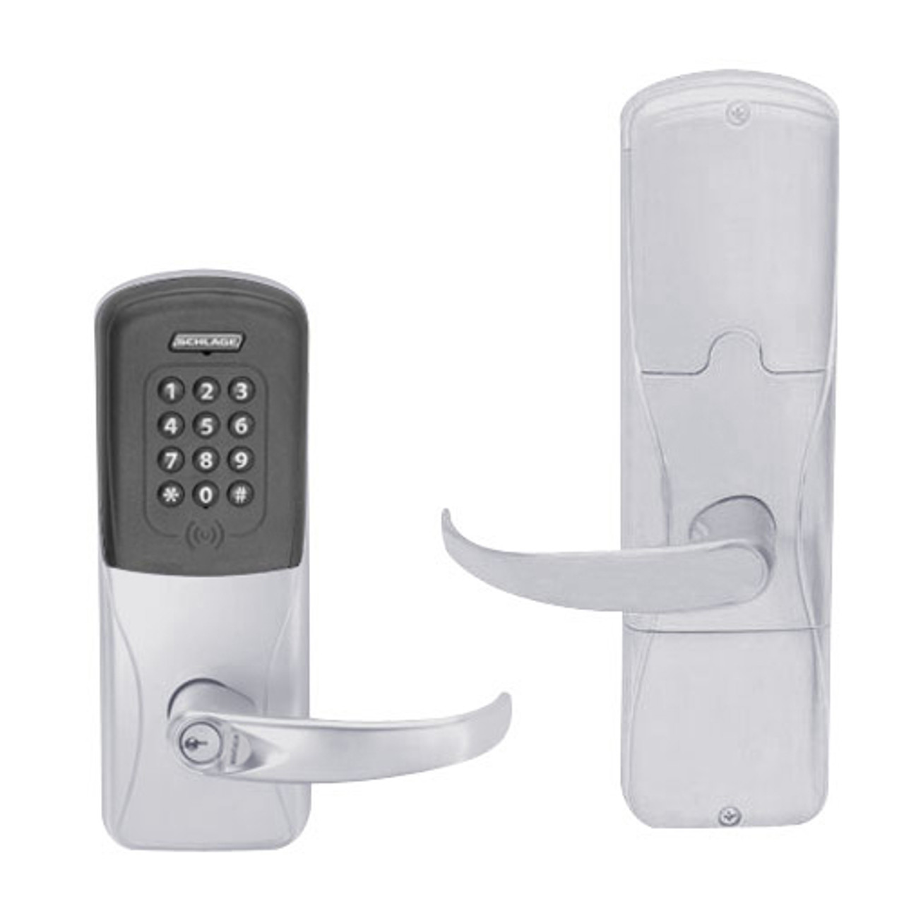 AD200-CY-60-MTK-SPA-RD-626 Schlage Apartment Multi-Technology Keypad Lock with Sparta Lever in Satin Chrome