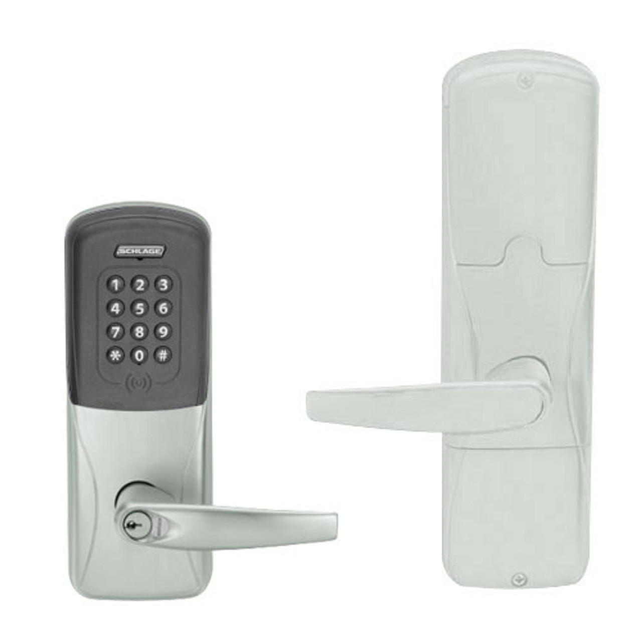 AD200-CY-60-MTK-ATH-RD-619 Schlage Apartment Multi-Technology Keypad Lock with Athens Lever in Satin Nickel