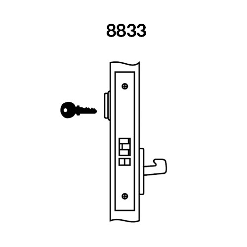 PNR8833FL-629 Yale 8800FL Series Single Cylinder Mortise Exit Locks with Pinehurst Lever in Bright Stainless Steel