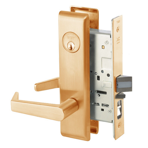 AUCN8807FL-612 Yale 8800FL Series Single Cylinder Mortise Entrance Locks with Augusta Lever in Satin Bronze