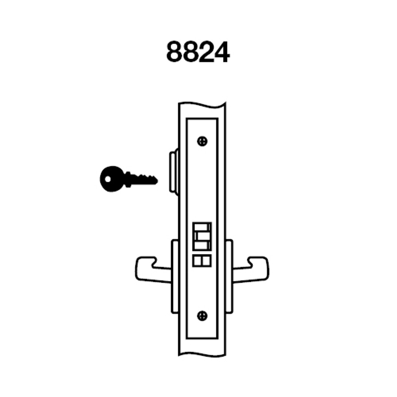 AUCN8824FL-625 Yale 8800FL Series Single Cylinder Mortise Hold Back Locks with Augusta Lever in Bright Chrome