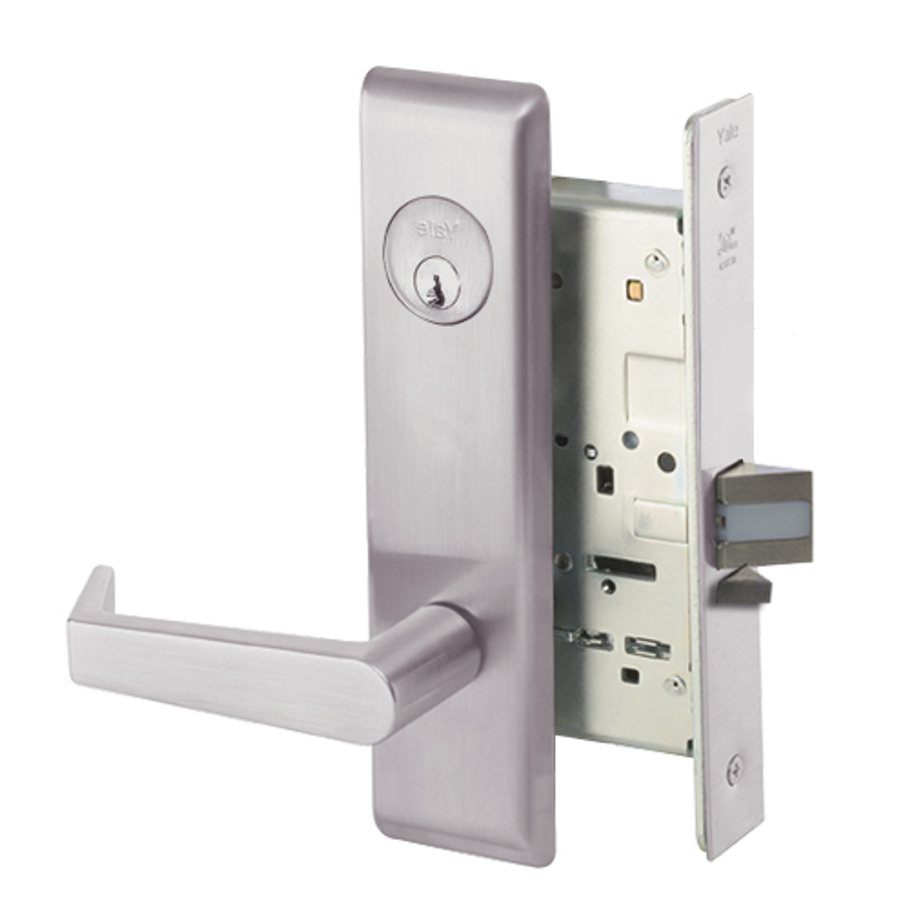 AUCN8829FL-630 Yale 8800FL Series Single Cylinder Mortise Closet Locks with Augusta Lever in Satin Stainless Steel