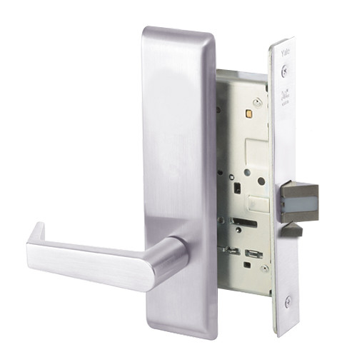 AUCN8833FL-629 Yale 8800FL Series Single Cylinder Mortise Exit Locks with Augusta Lever in Bright Stainless Steel