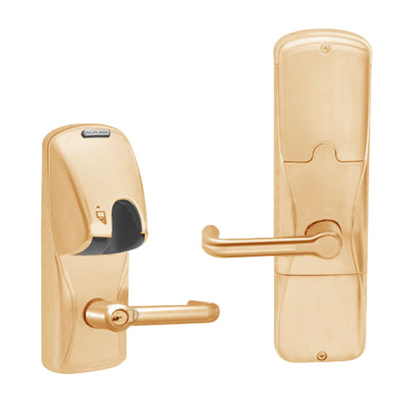 AD200-CY-60-MG-TLR-GD-29R-612 Schlage Apartment Cylindrical Magnetic Stripe(Insert) Lock with Tubular Lever in Satin Bronze