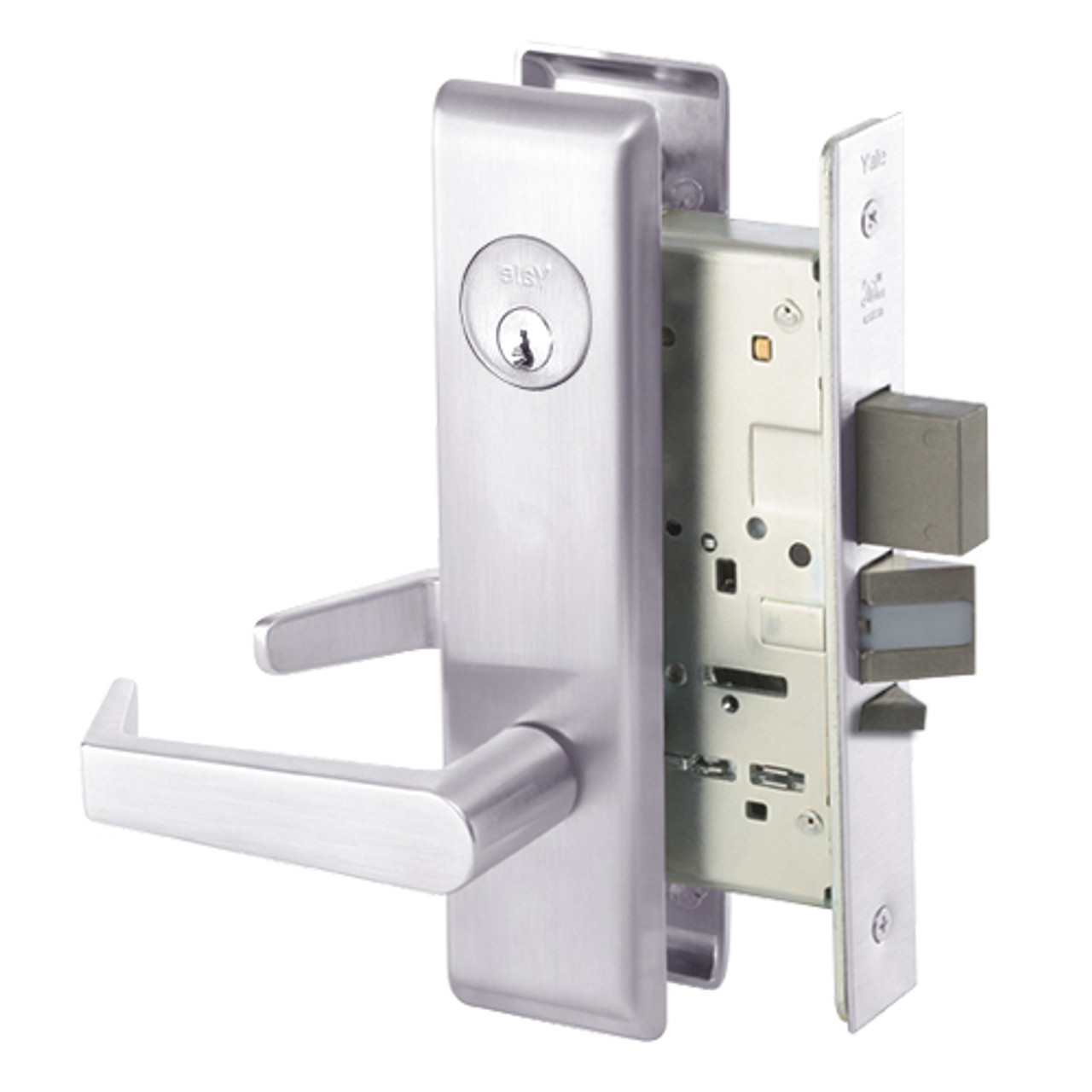 AUCN8812-2FL-629 Yale 8800FL Series Double Cylinder Mortise Classroom Security Deadbolt Locks with Augusta Lever in Bright Stainless Steel