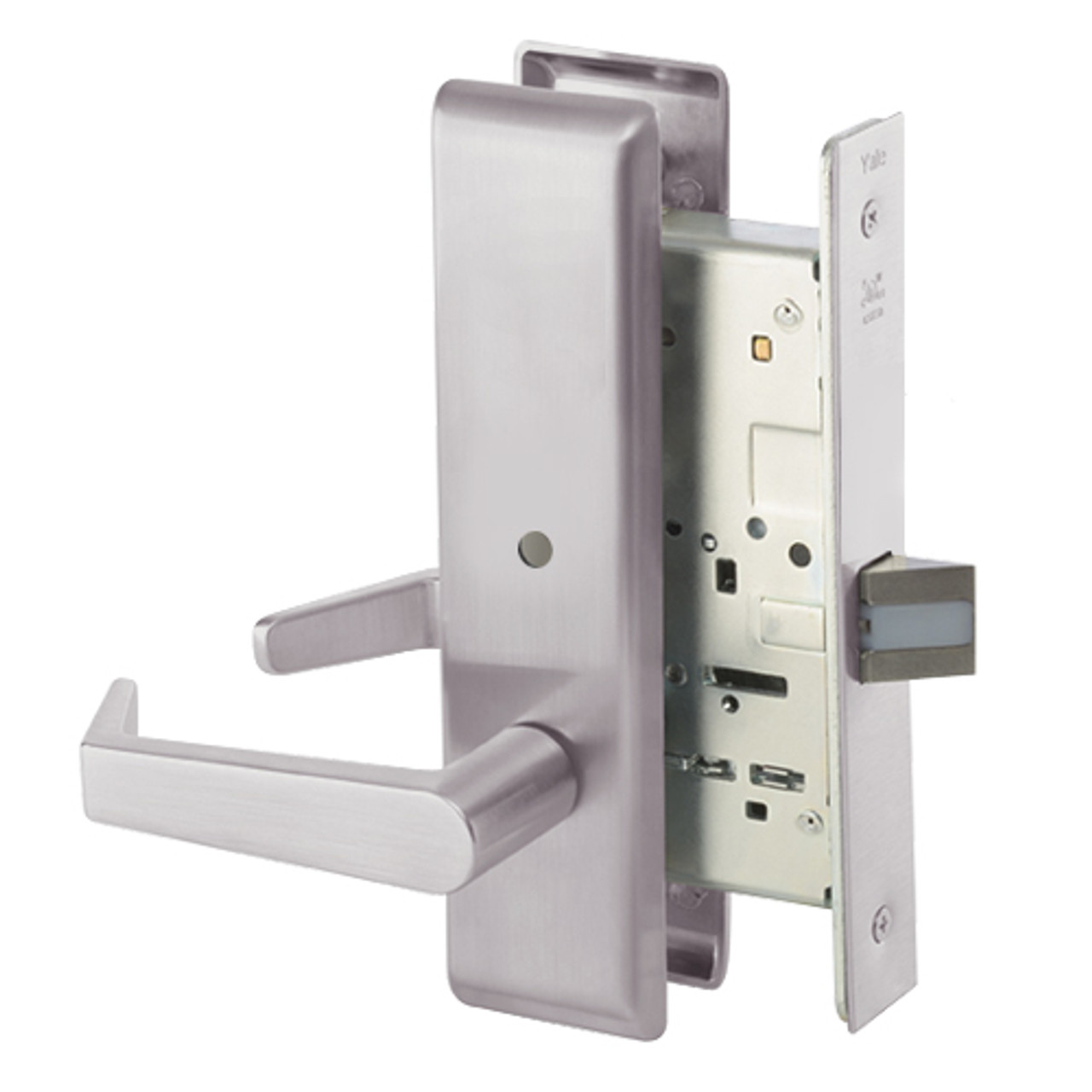 AUCN8862FL-630 Yale 8800FL Series Non-Keyed Mortise Bathroom Locks with Augusta Lever in Satin Stainless Steel