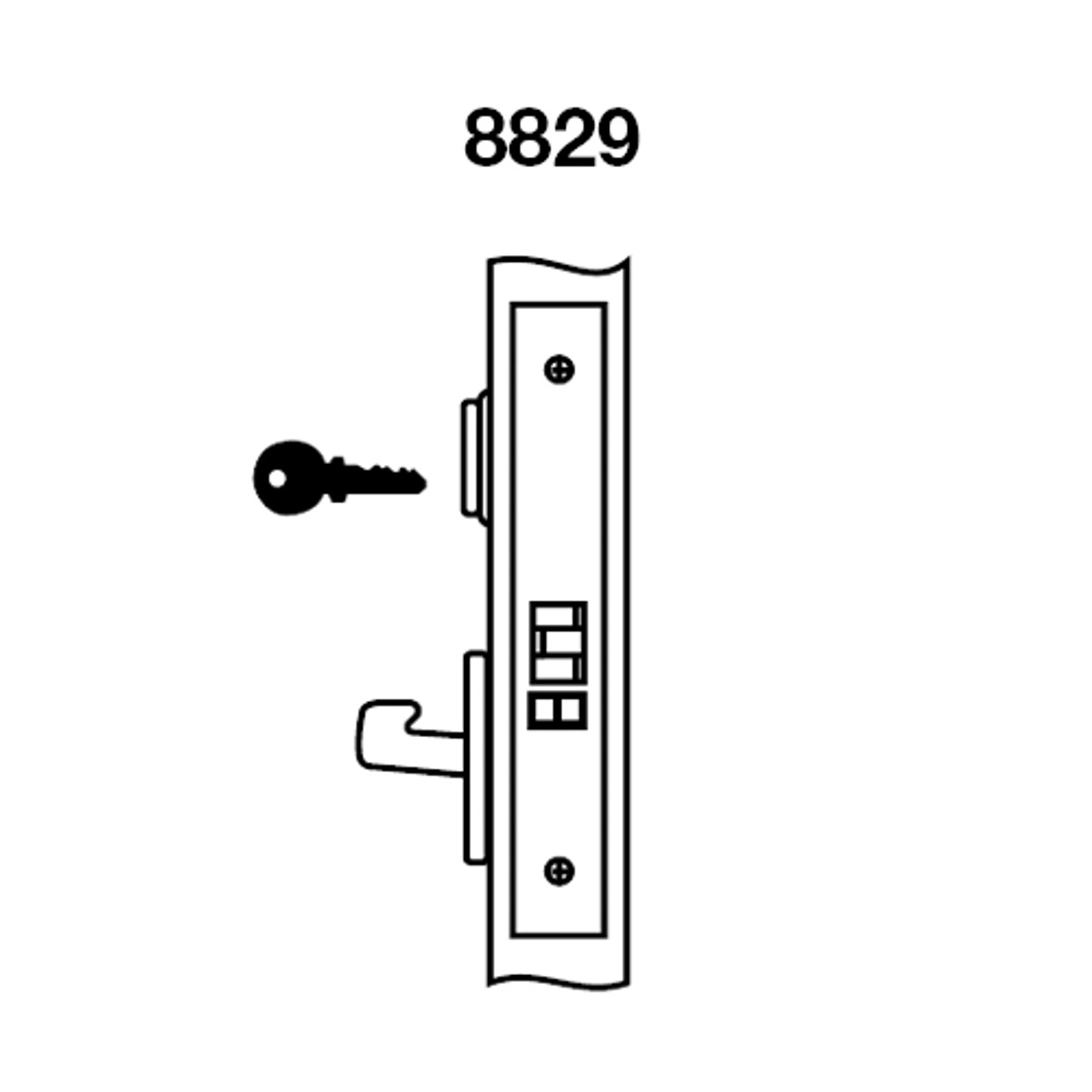 CRCN8829FL-618 Yale 8800FL Series Single Cylinder Mortise Closet Locks with Carmel Lever in Bright Nickel