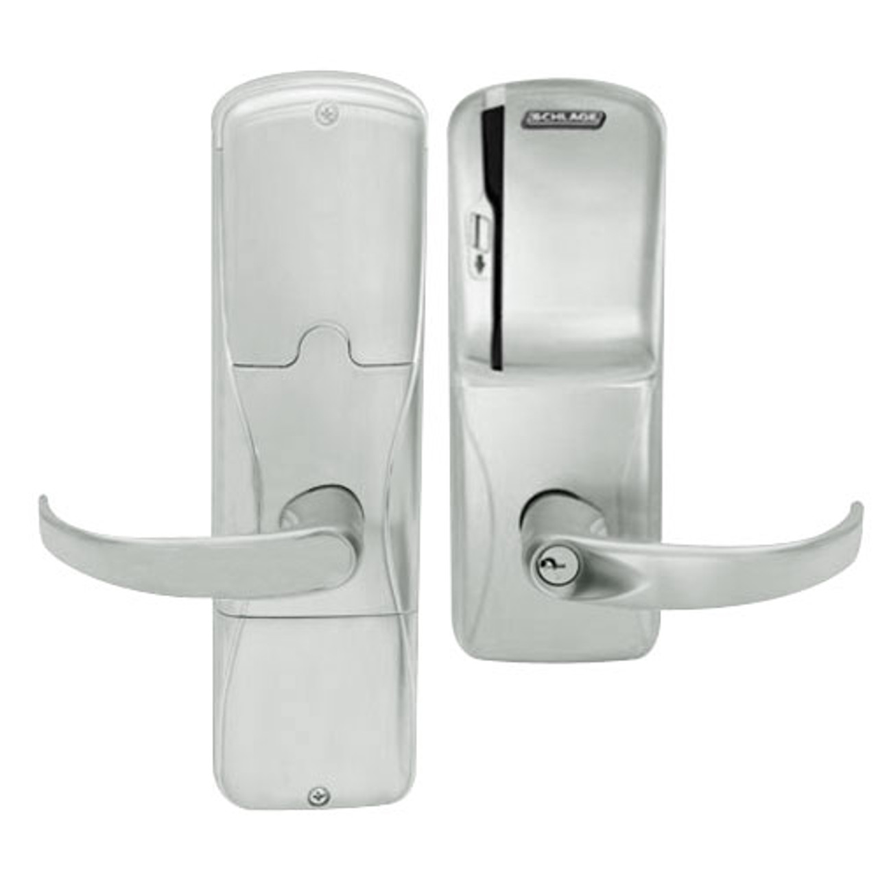 AD200-CY-40-MS-SPA-PD-619 Schlage Privacy Magnetic Stripe(Swipe) Lock with Sparta Lever in Satin Nickel