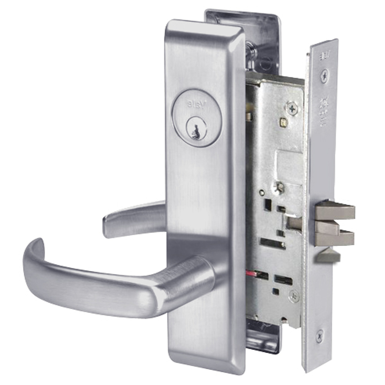PBCN8808FL-626 Yale 8800FL Series Single Cylinder Mortise Classroom Locks with Pacific Beach Lever in Satin Chrome