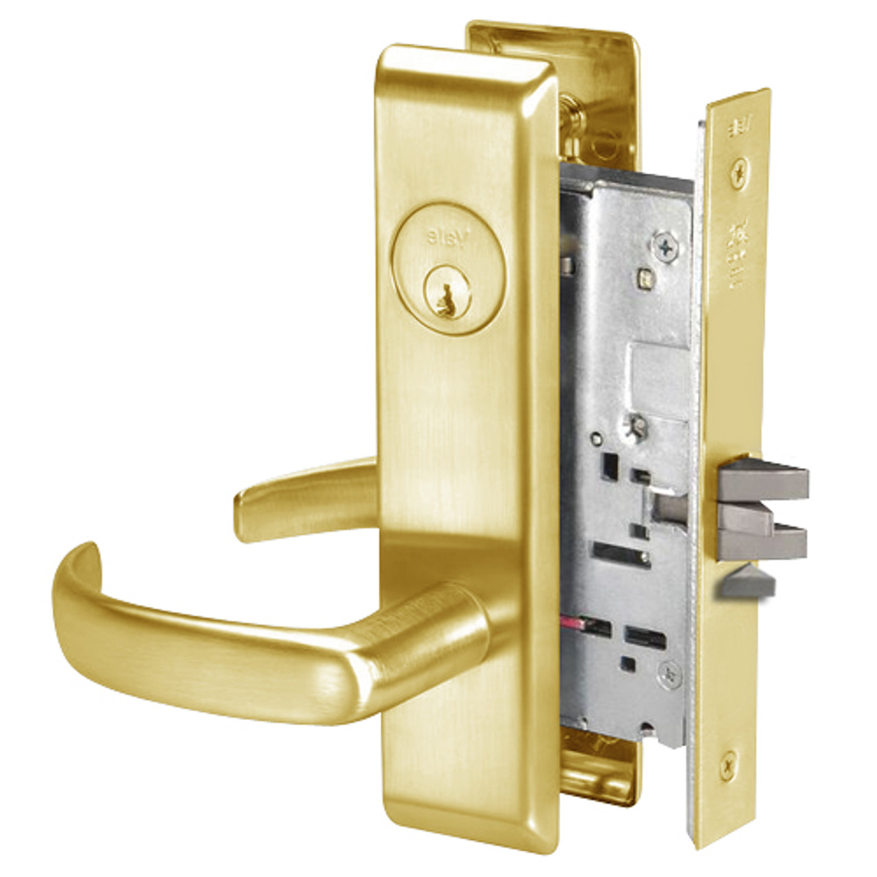 PBCN8809FL-605 Yale 8800FL Series Single Cylinder Mortise Classroom w/ Thumbturn Locks with Pacific Beach Lever in Bright Brass