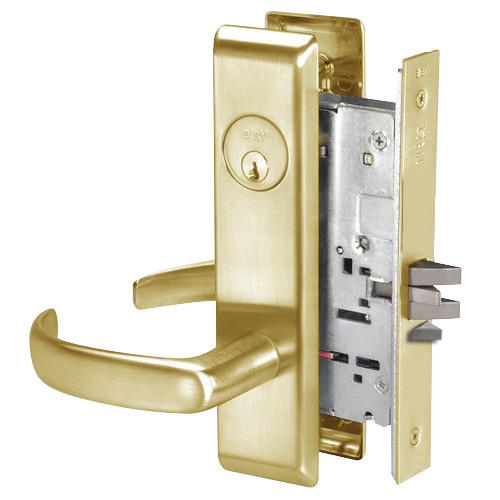 PBCN8809FL-606 Yale 8800FL Series Single Cylinder Mortise Classroom w/ Thumbturn Locks with Pacific Beach Lever in Satin Brass
