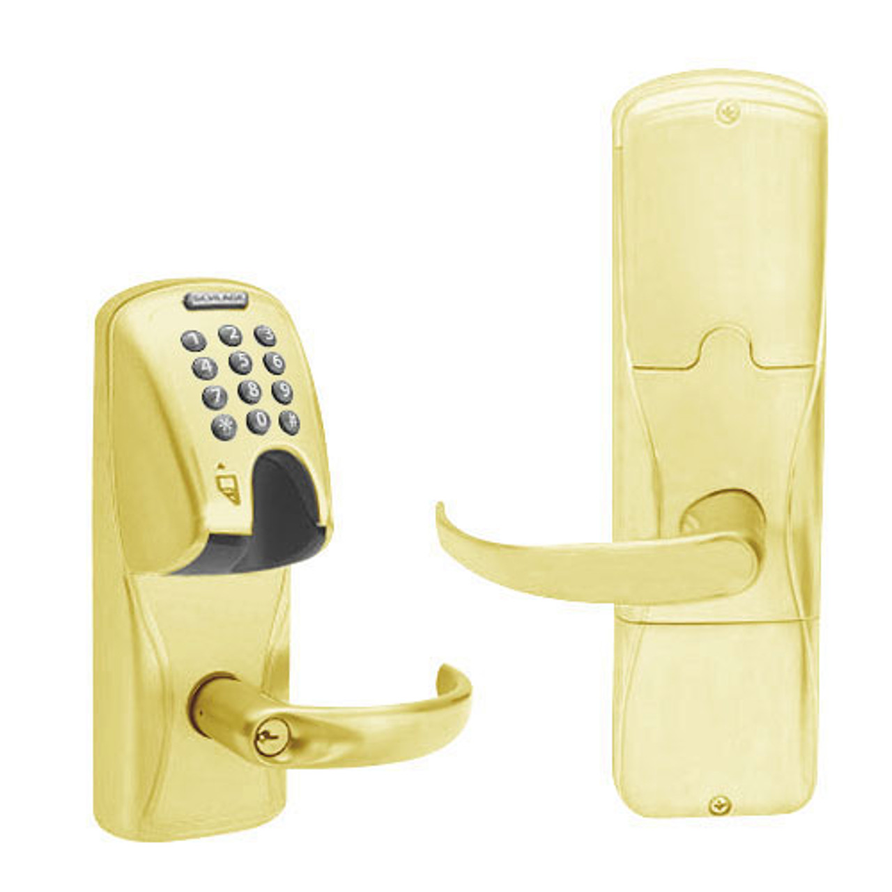 AD200-CY-60-MGK-SPA-PD-605 Schlage Apartment Magnetic Stripe(Insert) Keypad Lock with Sparta Lever in Bright Brass