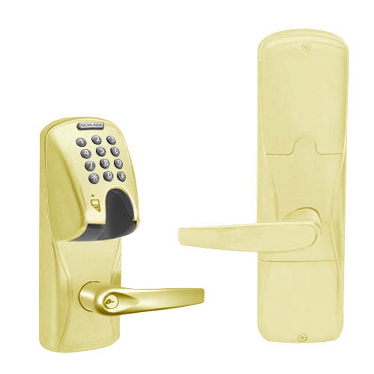 AD200-CY-60-MGK-ATH-PD-605 Schlage Apartment Magnetic Stripe(Insert) Keypad Lock with Athens Lever in Bright Brass