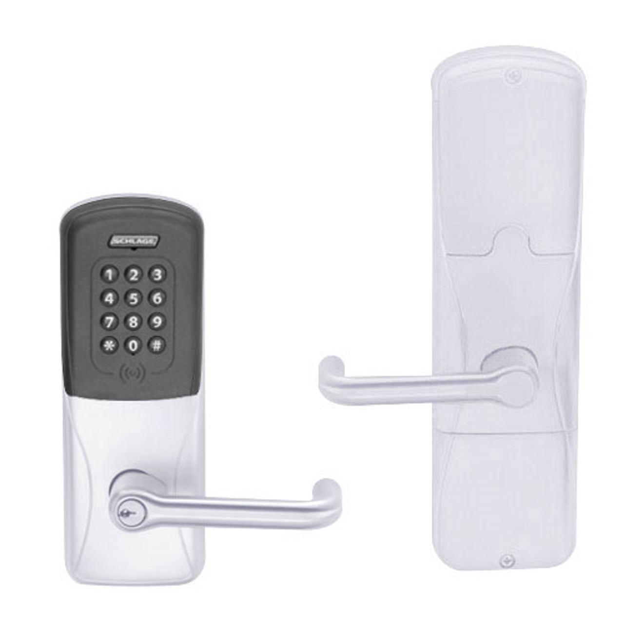 AD200-CY-60-MTK-TLR-PD-625 Schlage Apartment Multi-Technology Keypad Lock with Tubular Lever in Bright Chrome