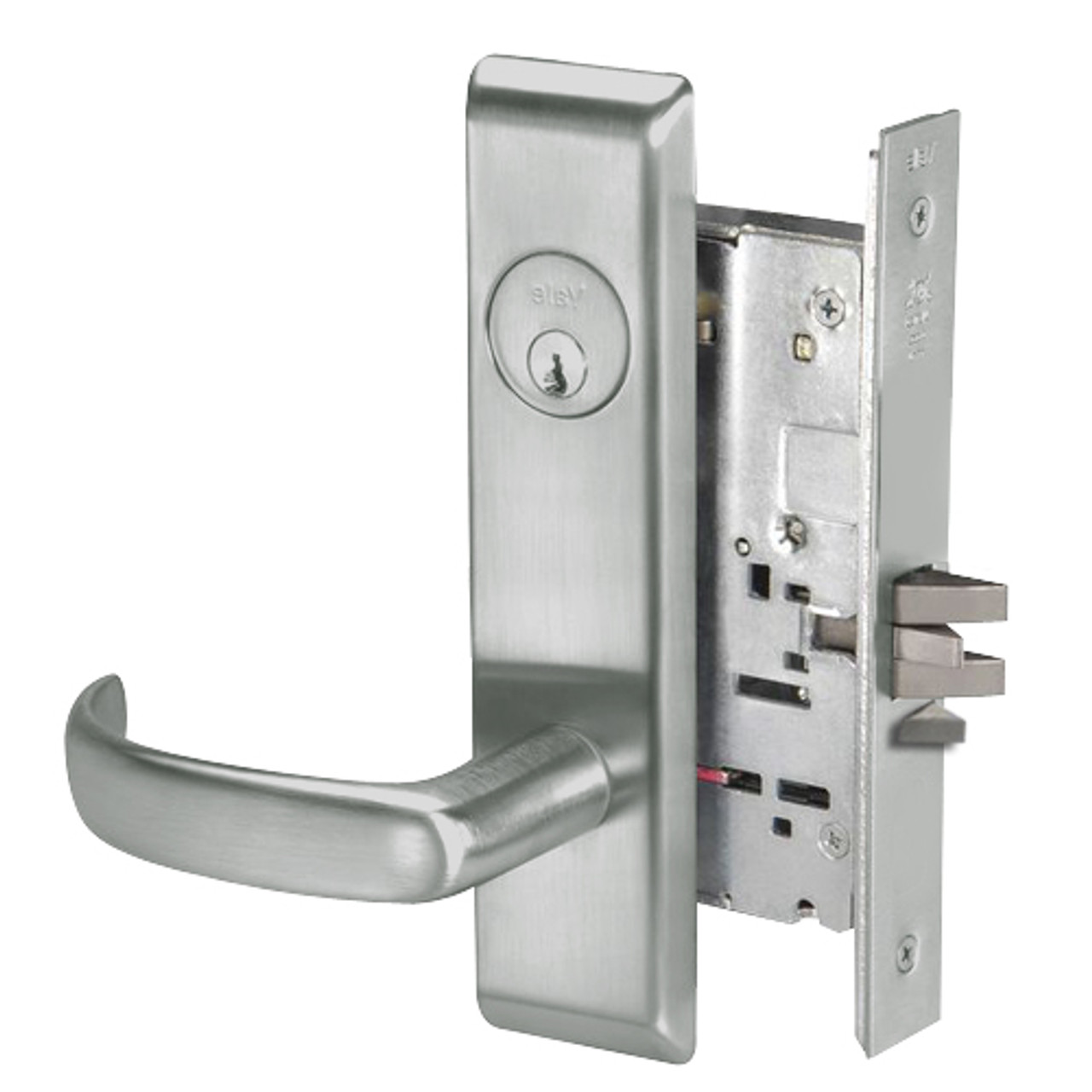 PBCN8829FL-619 Yale 8800FL Series Single Cylinder Mortise Closet Locks with Pacific Beach Lever in Satin Nickel