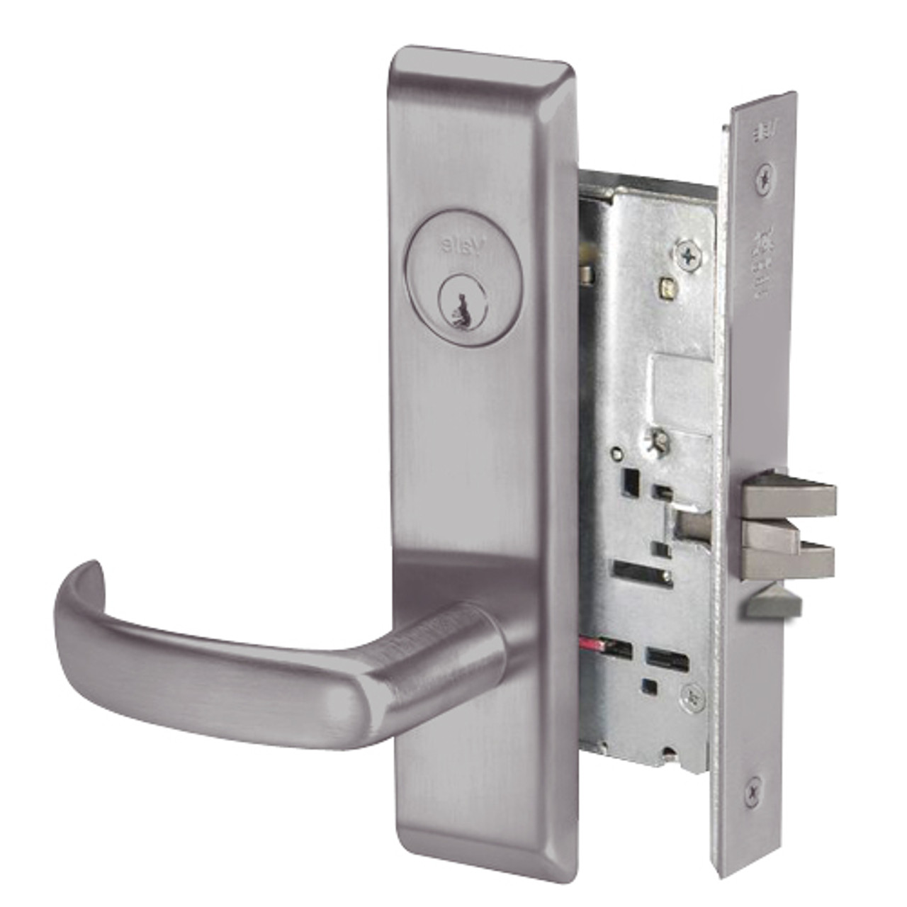 PBCN8829FL-630 Yale 8800FL Series Single Cylinder Mortise Closet Locks with Pacific Beach Lever in Satin Stainless Steel