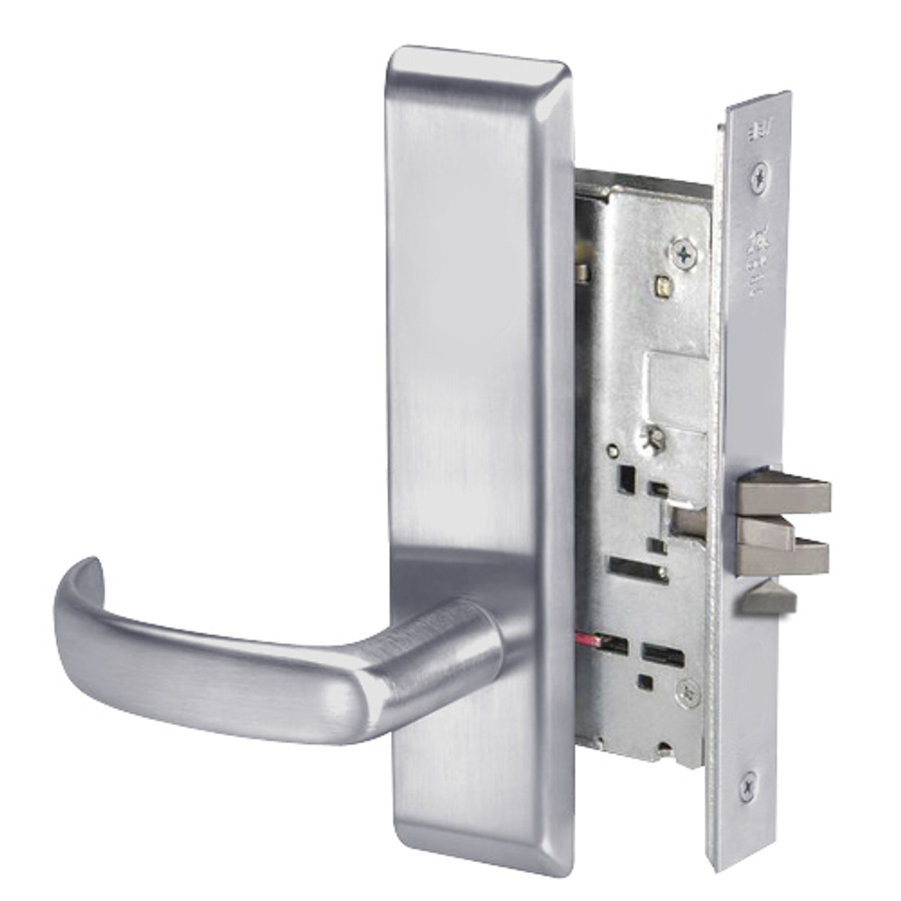 PBCN8833FL-626 Yale 8800FL Series Single Cylinder Mortise Exit Locks with Pacific Beach Lever in Satin Chrome
